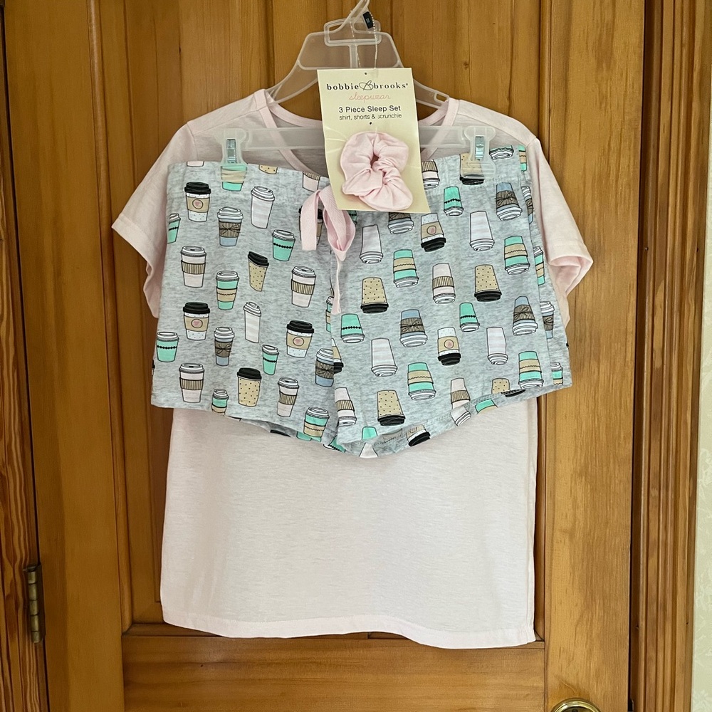 Bobbie Brooks 3 Piece Sleepwear Set Size Medium  For coffee lovers!  New w/ Tags